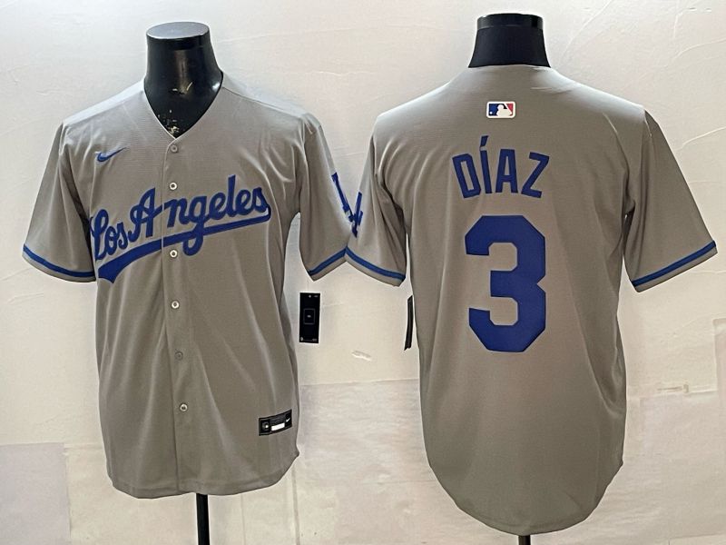 Men 2026 Los Angeles Dodgers #3 Diaz Grey Game Nike MLB Jersey style 0051